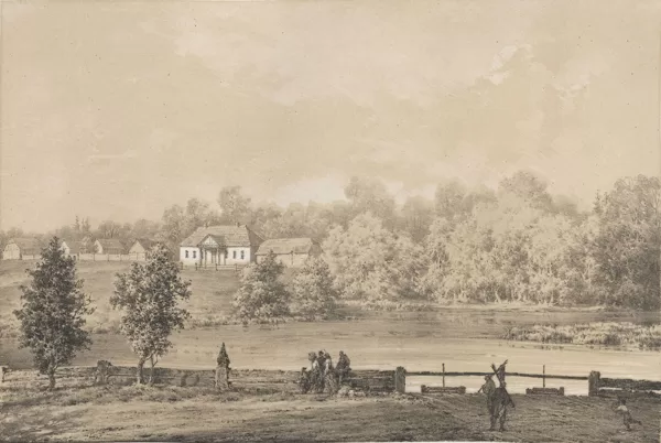 Šiaurių dvaras, kuriame užaugo Liudvikas Narbutas, dail. N. Orda, 1877 m.
